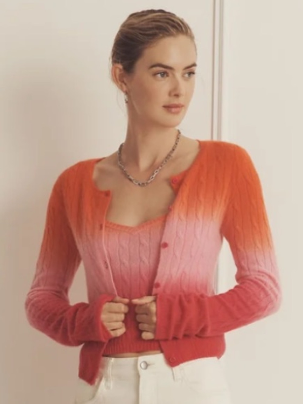Naadam NWT Novelty Cashmere Dip-Dye Cable
Cardigan pink orange dopamine soft M